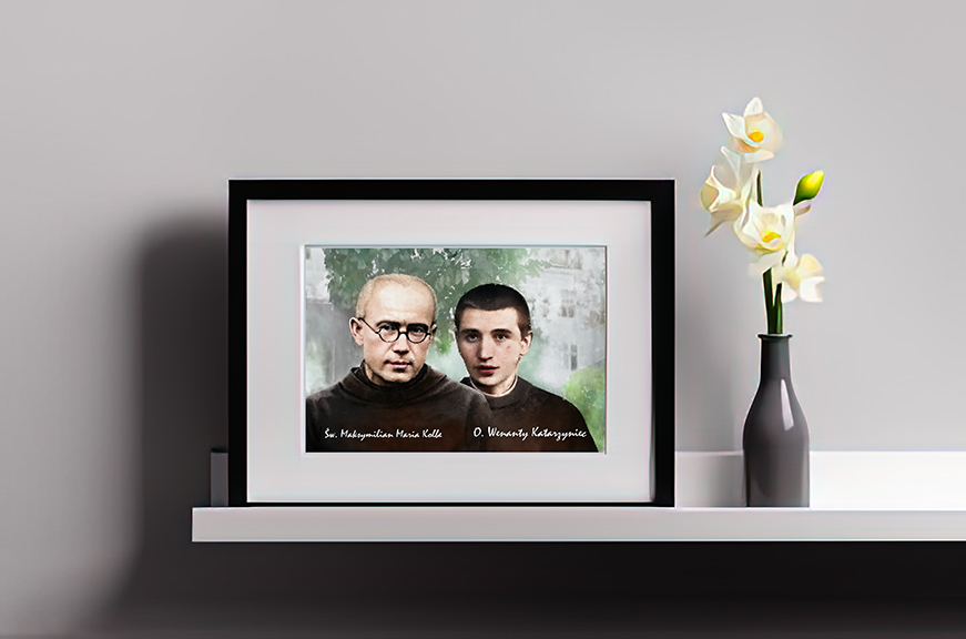 Św. Maksymilian Maria Kolbe i O.Wenanty Katarzyniec ( obraz w ramce )