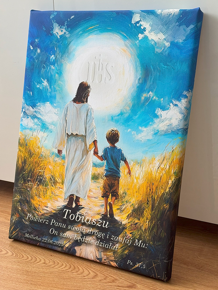Obraz Komunijny dla chłopca 1 - Personalizowany (obraz na płótnie) - obrazek 2